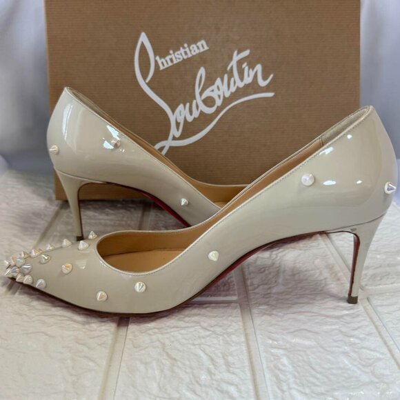 Christian Louboutin Pumps Metallic Glitter DEGRASPIKE 70 PATENT Ivory - Picture 6 of 15